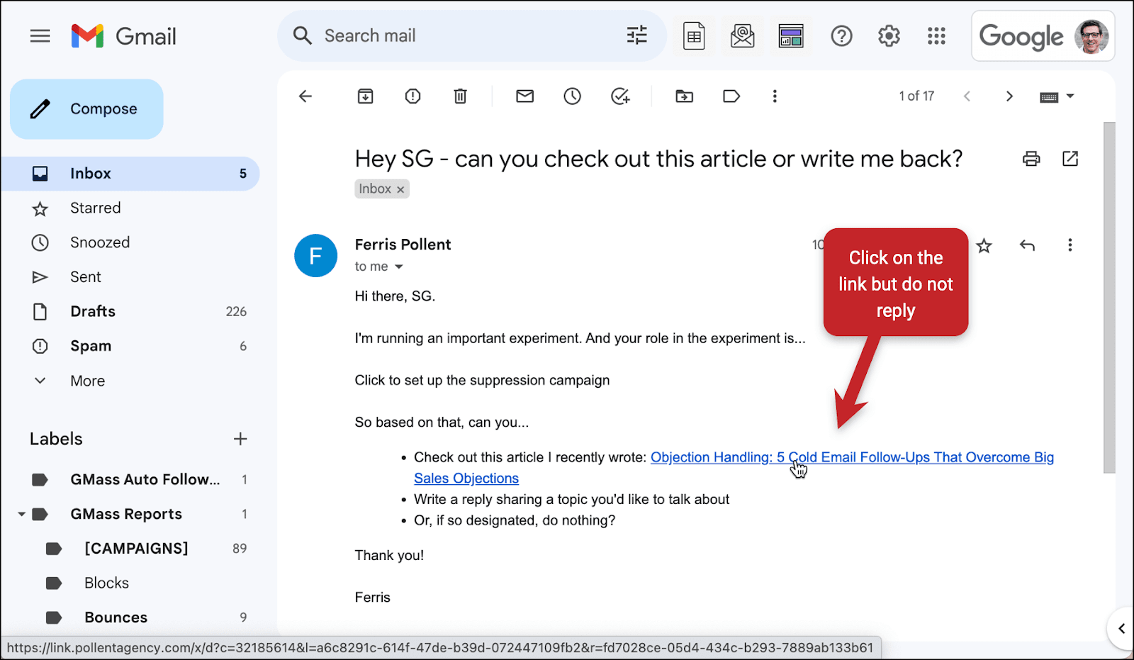 Click on your tracked link