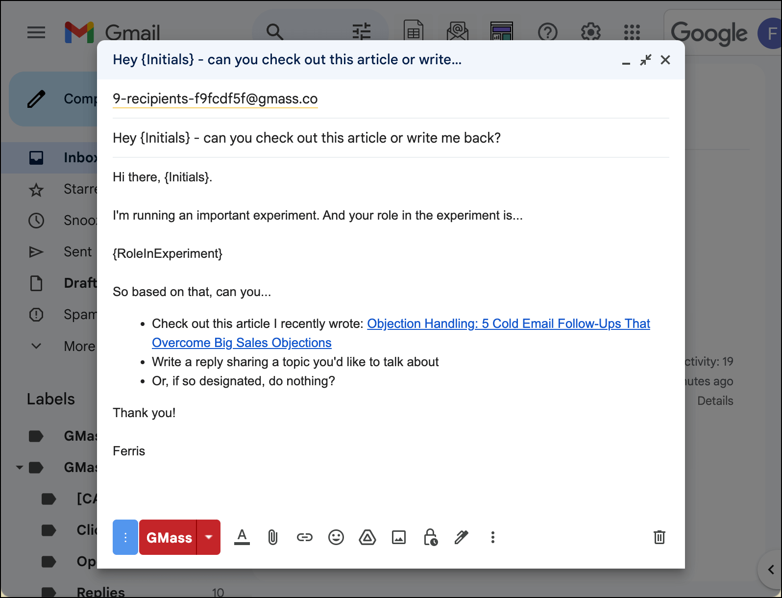 Compose your initial email