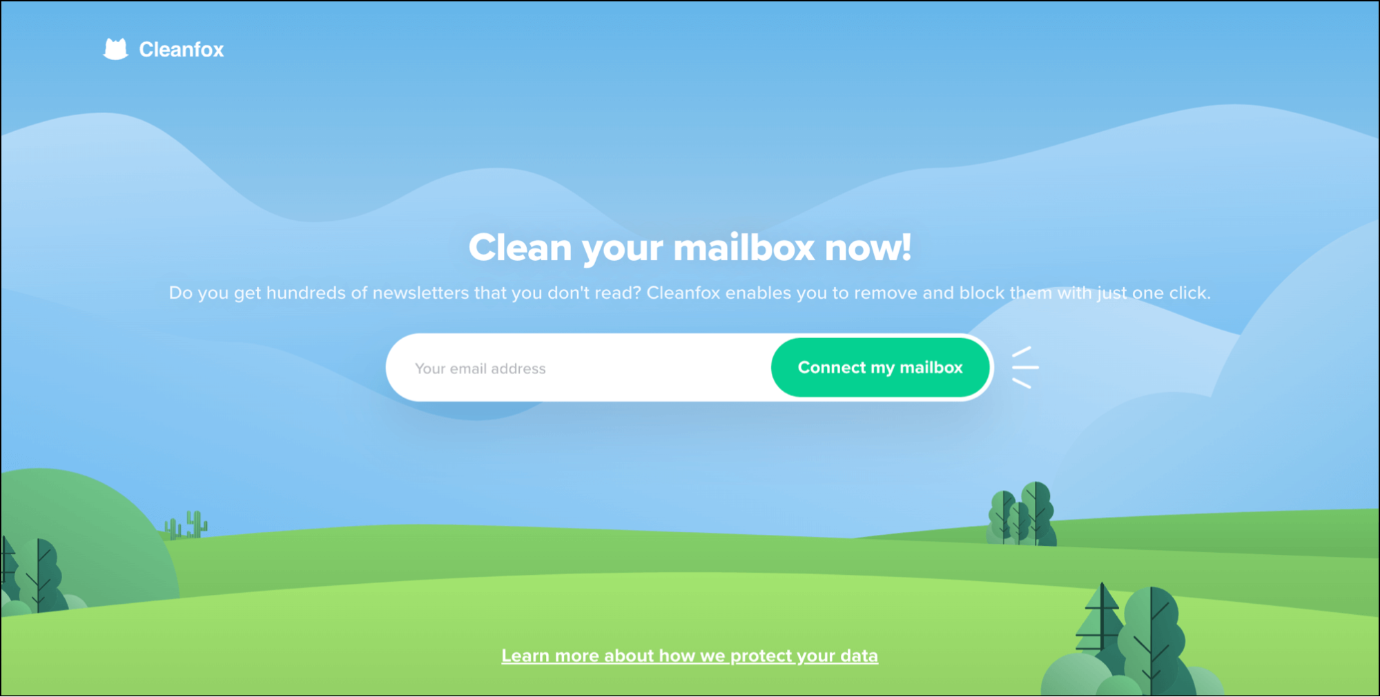 Cleanfox's landing page