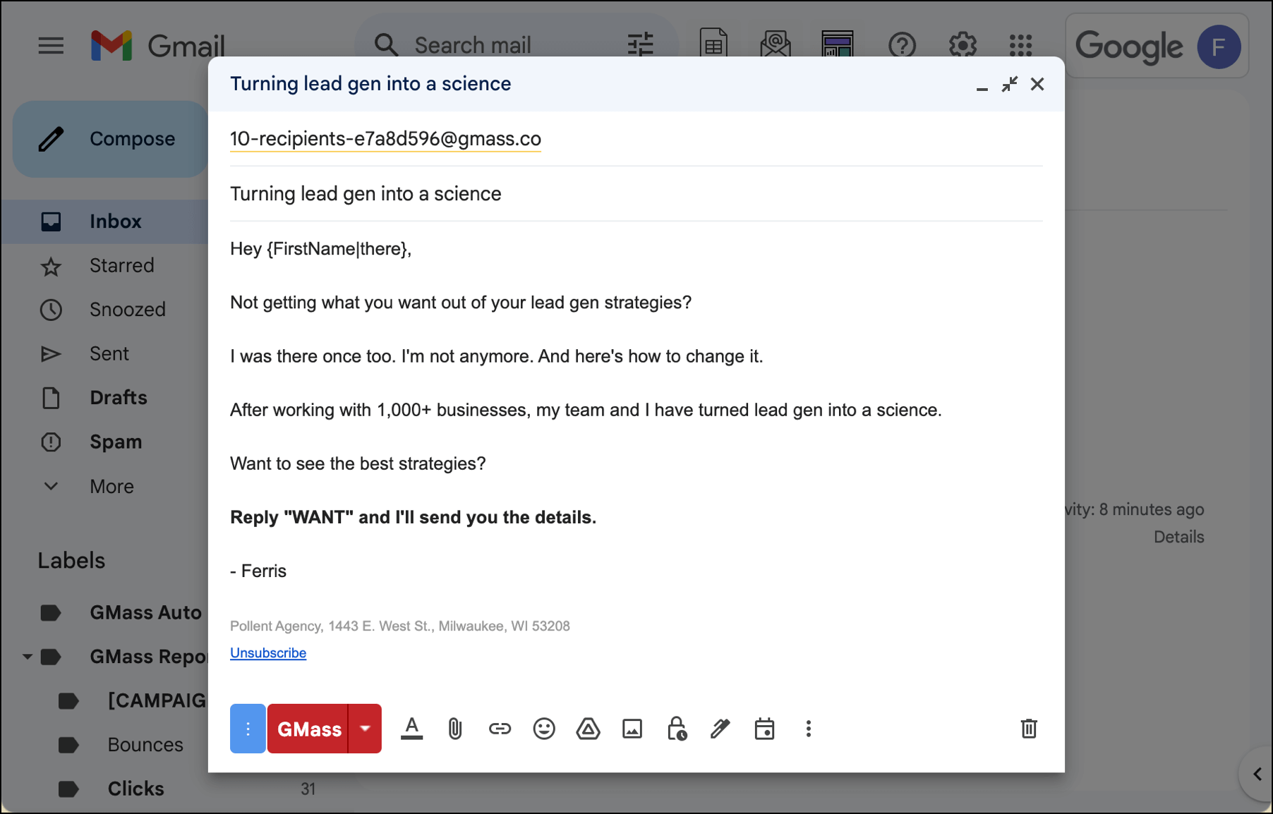 An email campaign offering a digital download