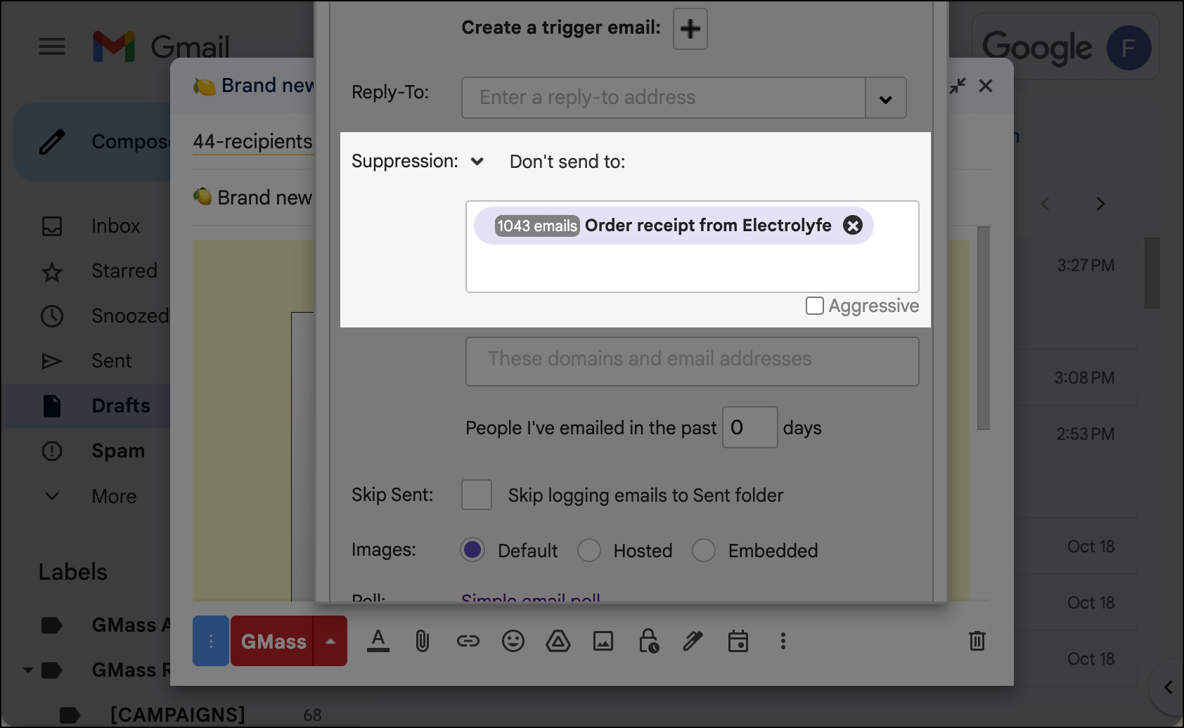 Using a suppression list