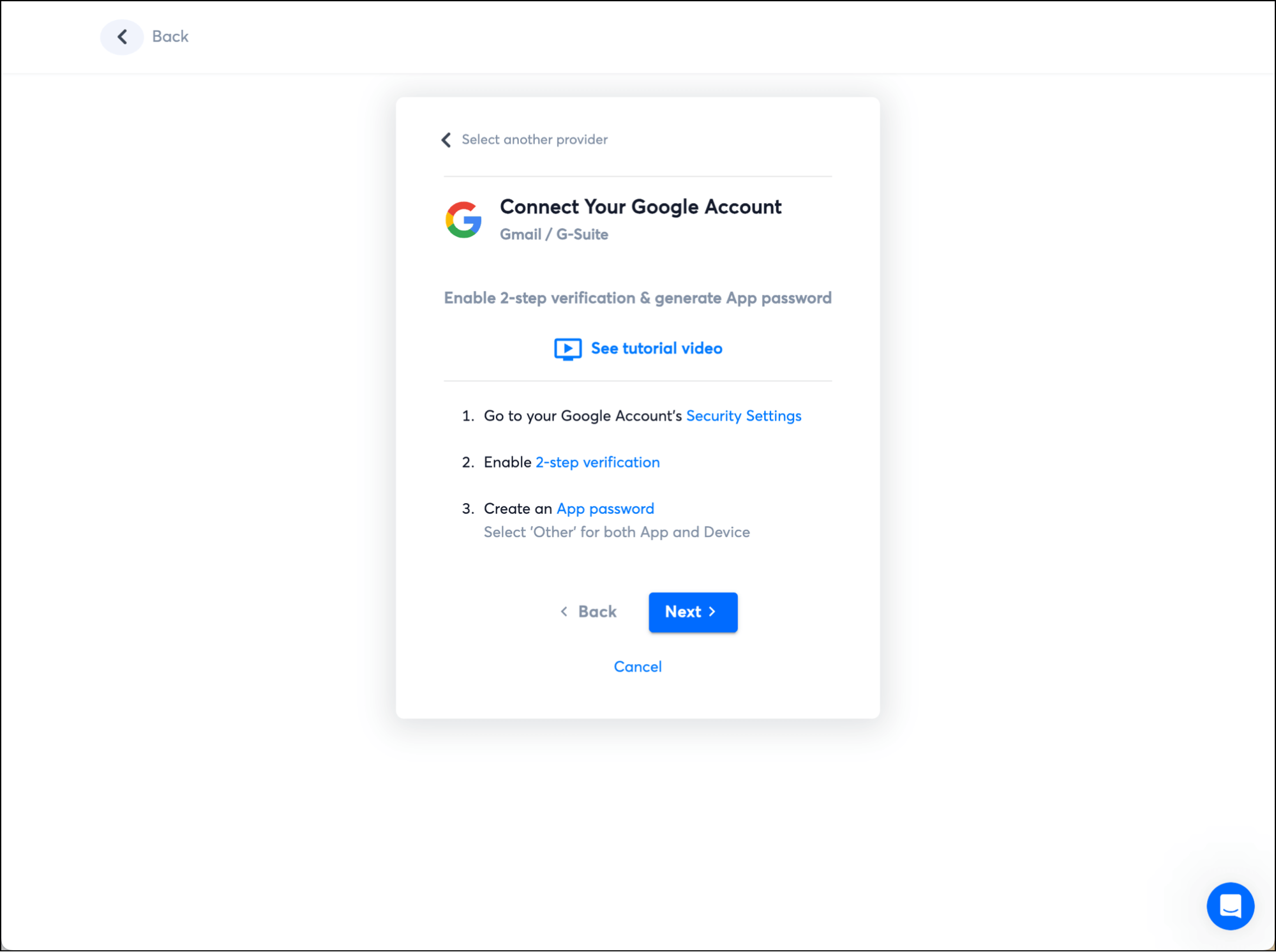 Using app passwords to connect in Instantly