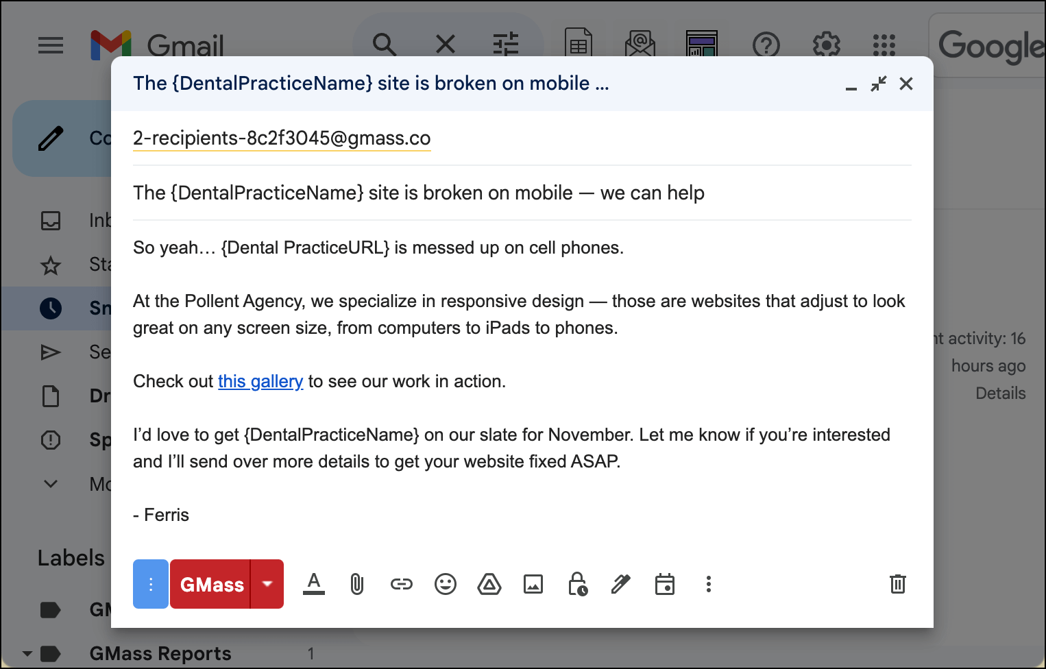 A sample cold email to use with a trigger