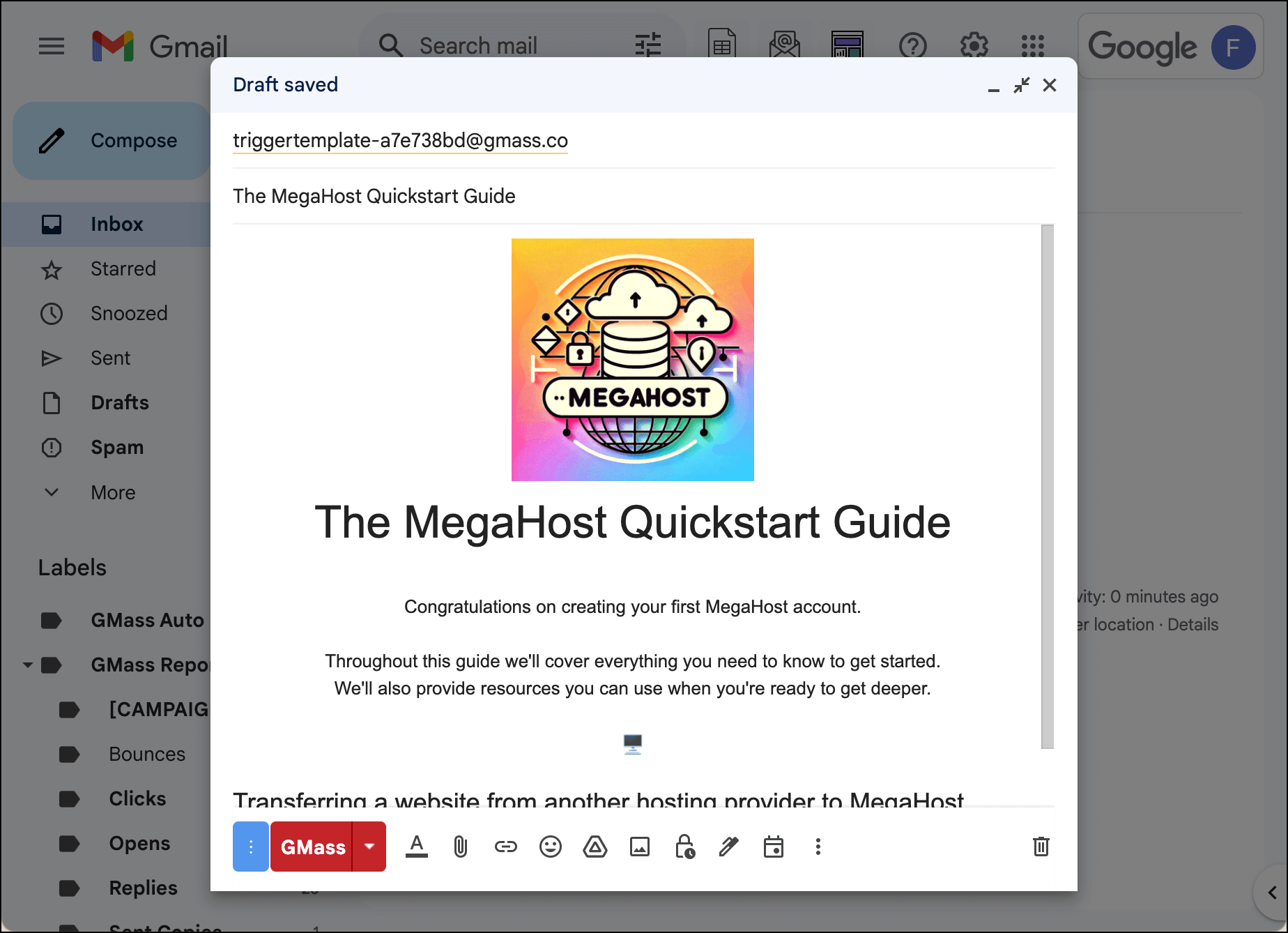 The triggered email with more onboarding