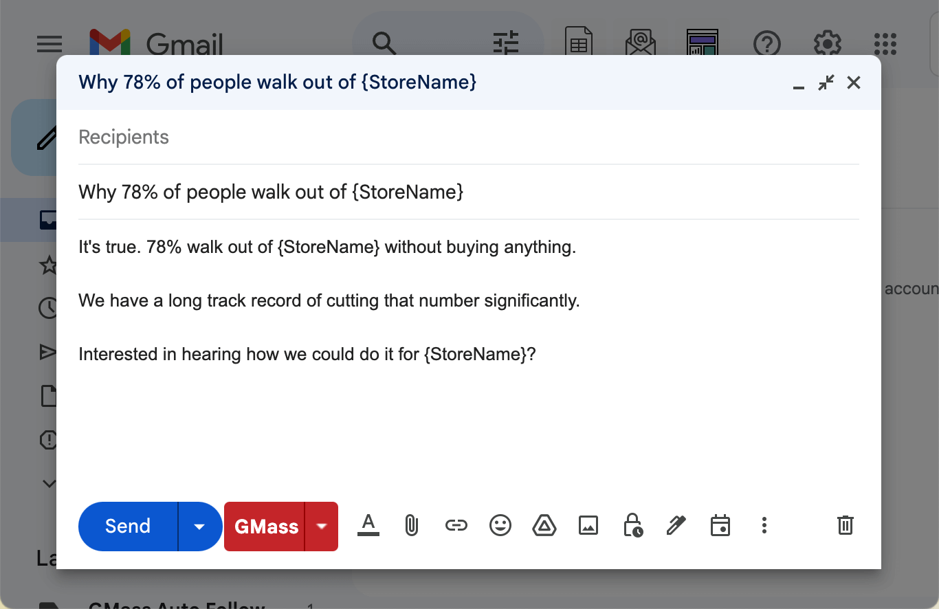 A sample of a short cold email