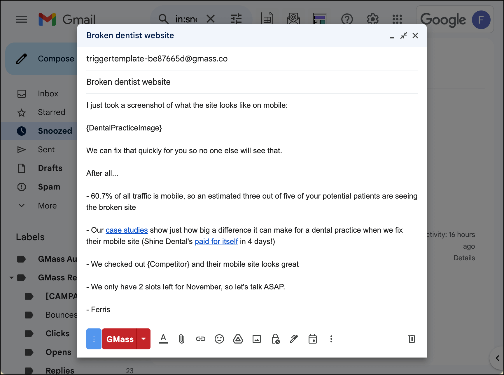 The triggered email that reiterates the offer