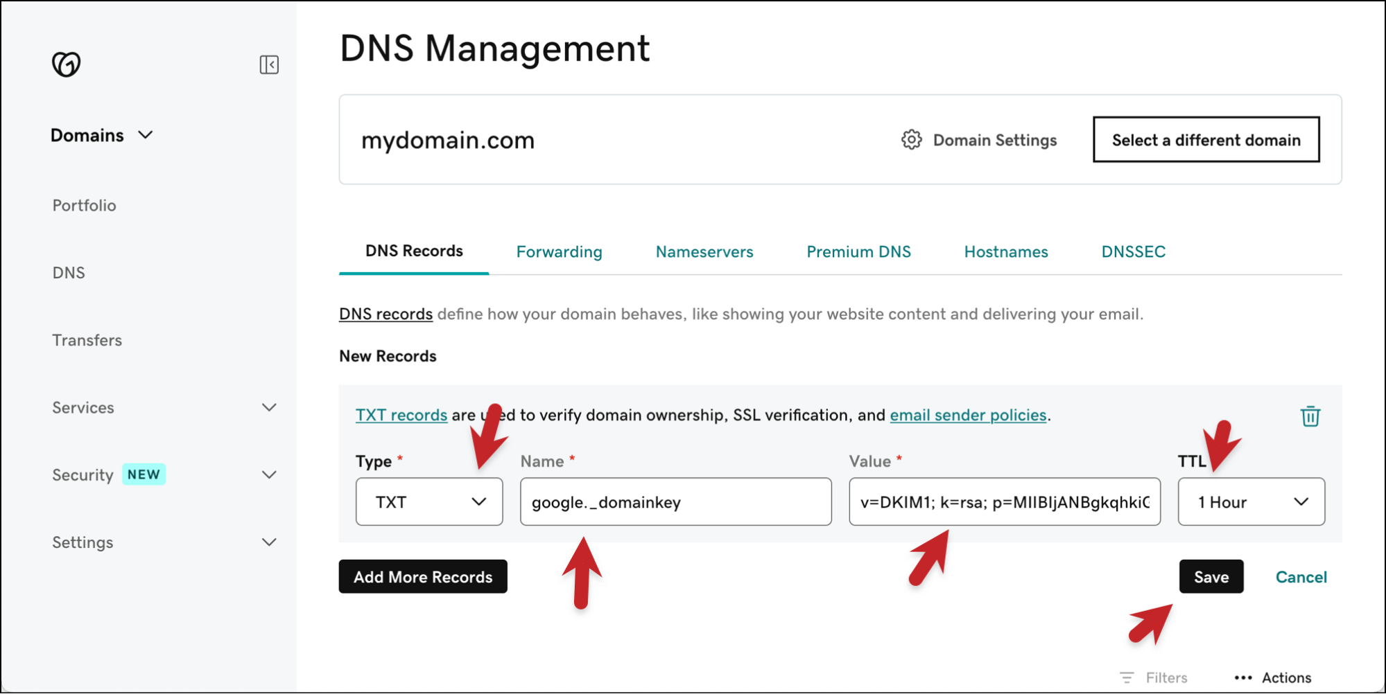 How to add a DKIM record