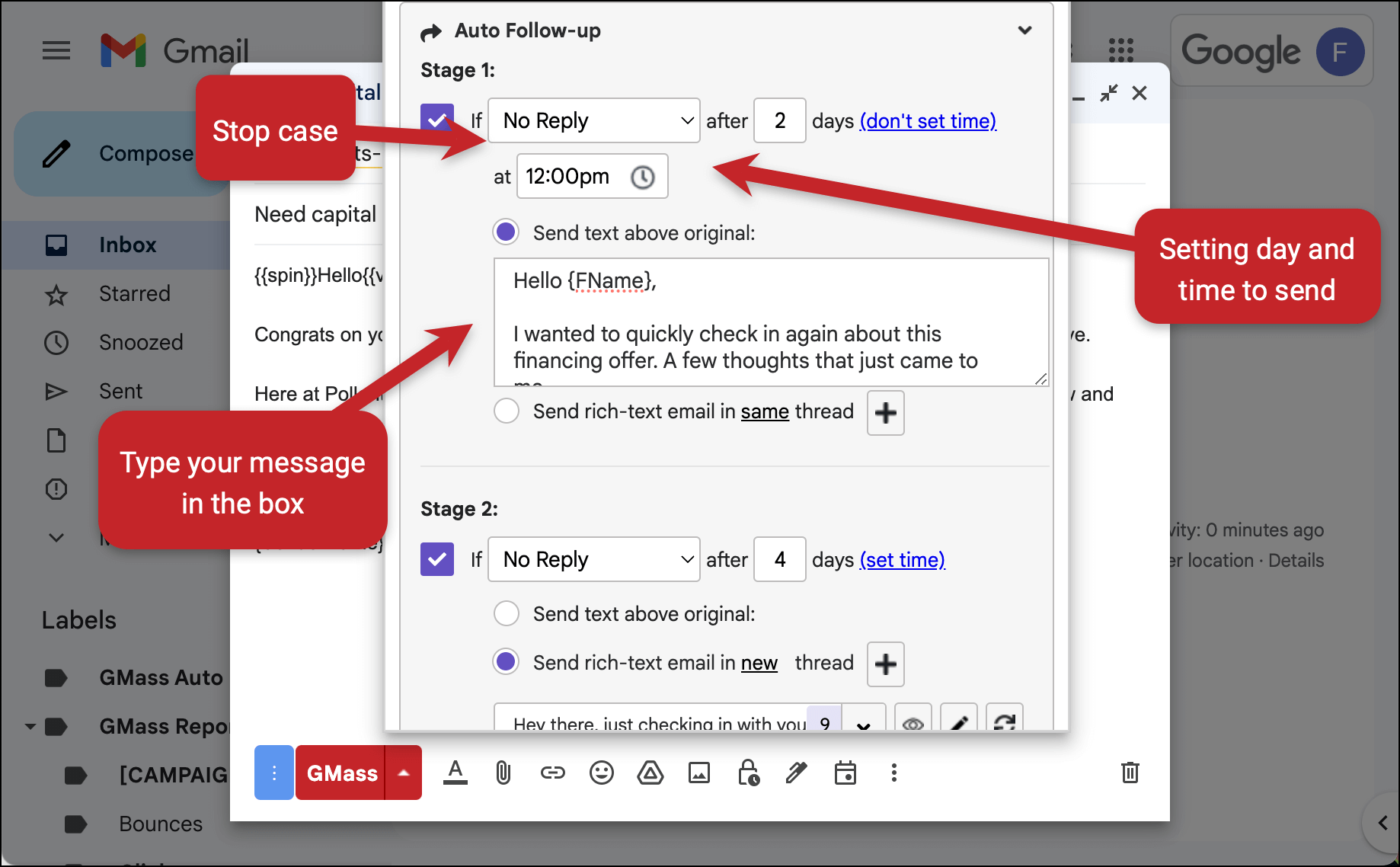 Setting up auto follow-ups in GMass