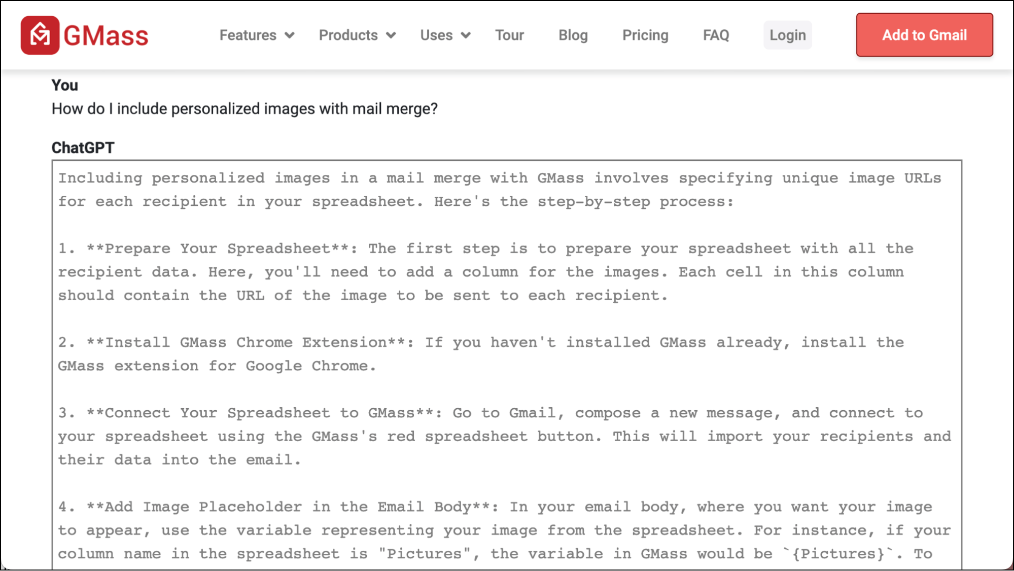 Asking a GMass question to ChatGPT