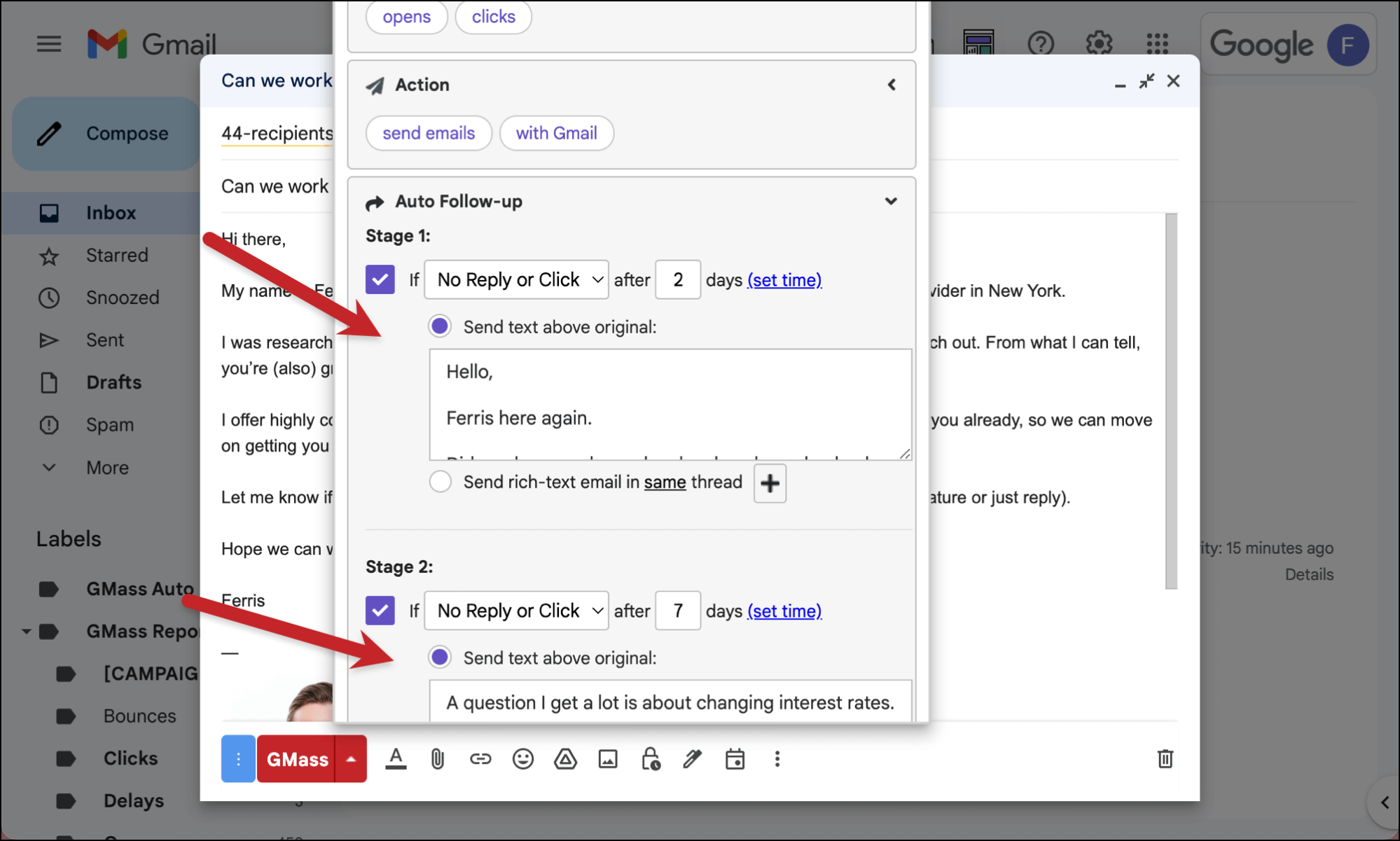 Using plain text follow ups in the same thread