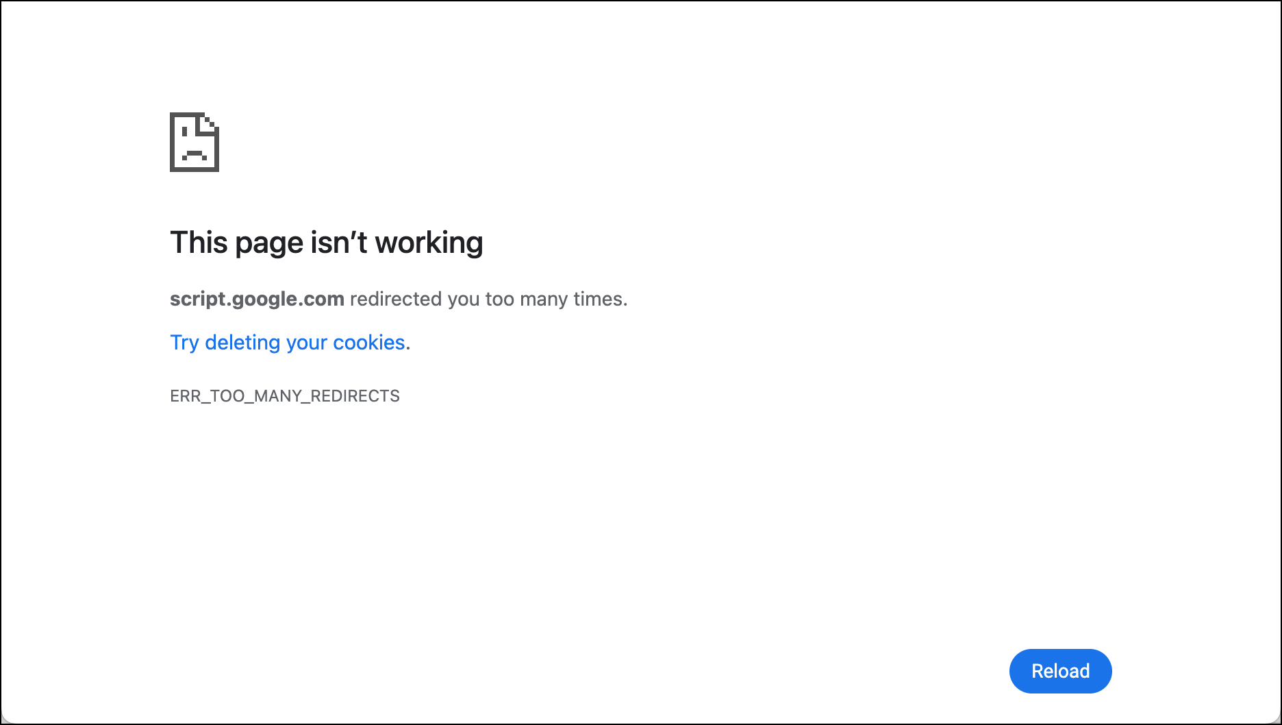 An error screen you might see