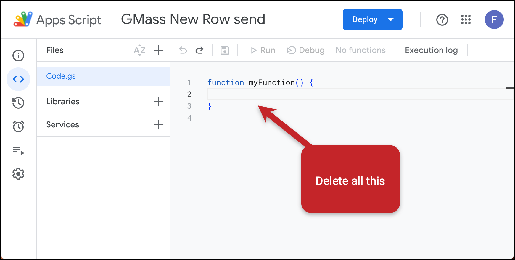Delete the code that's currently there