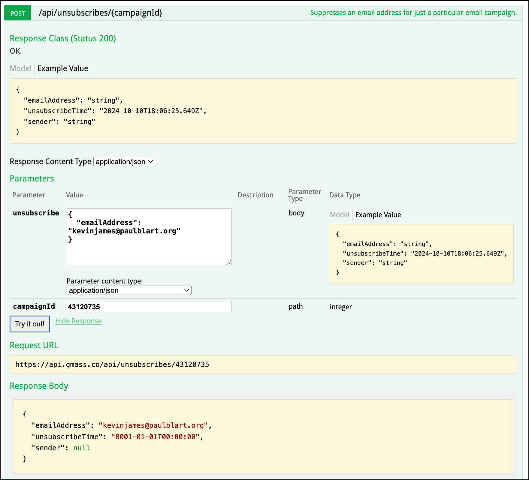 Suppressing one address for one campaign