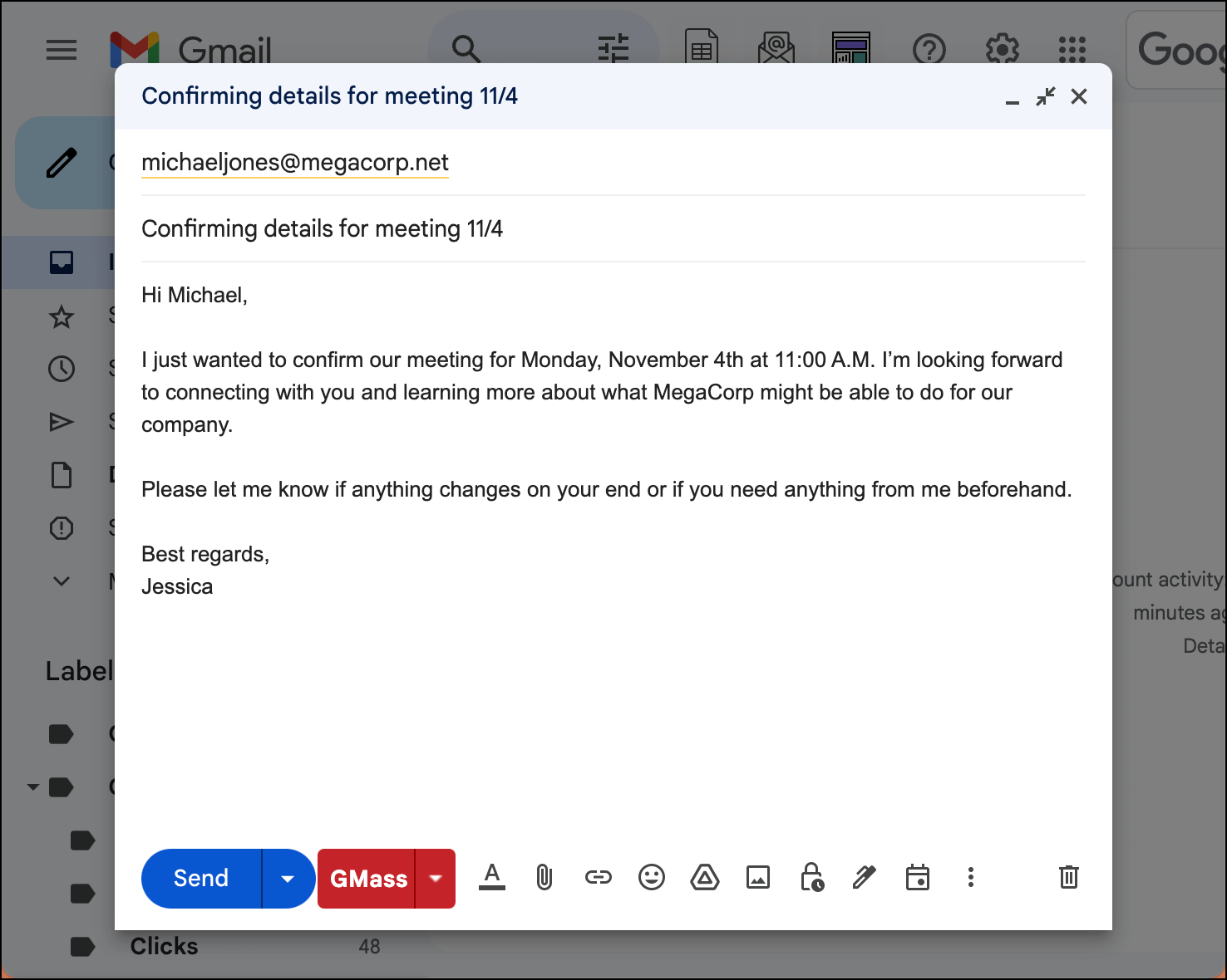 Semi-formal email ending with best regards