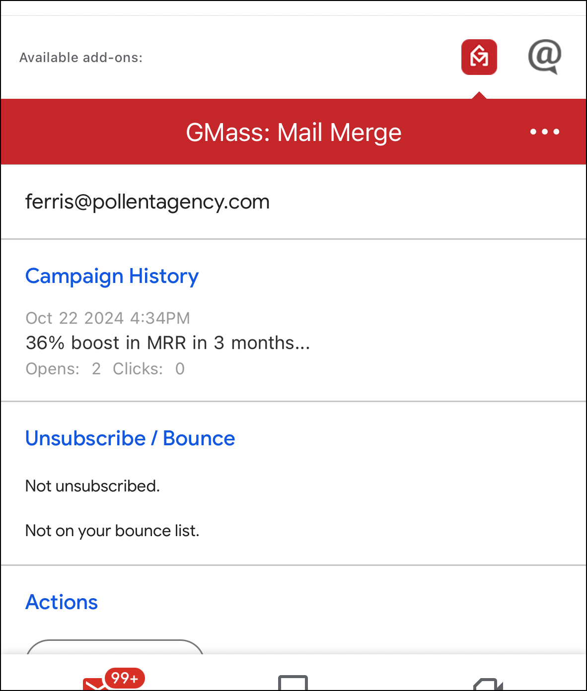 Getting a contact's details in the GMass add-on for Gmail