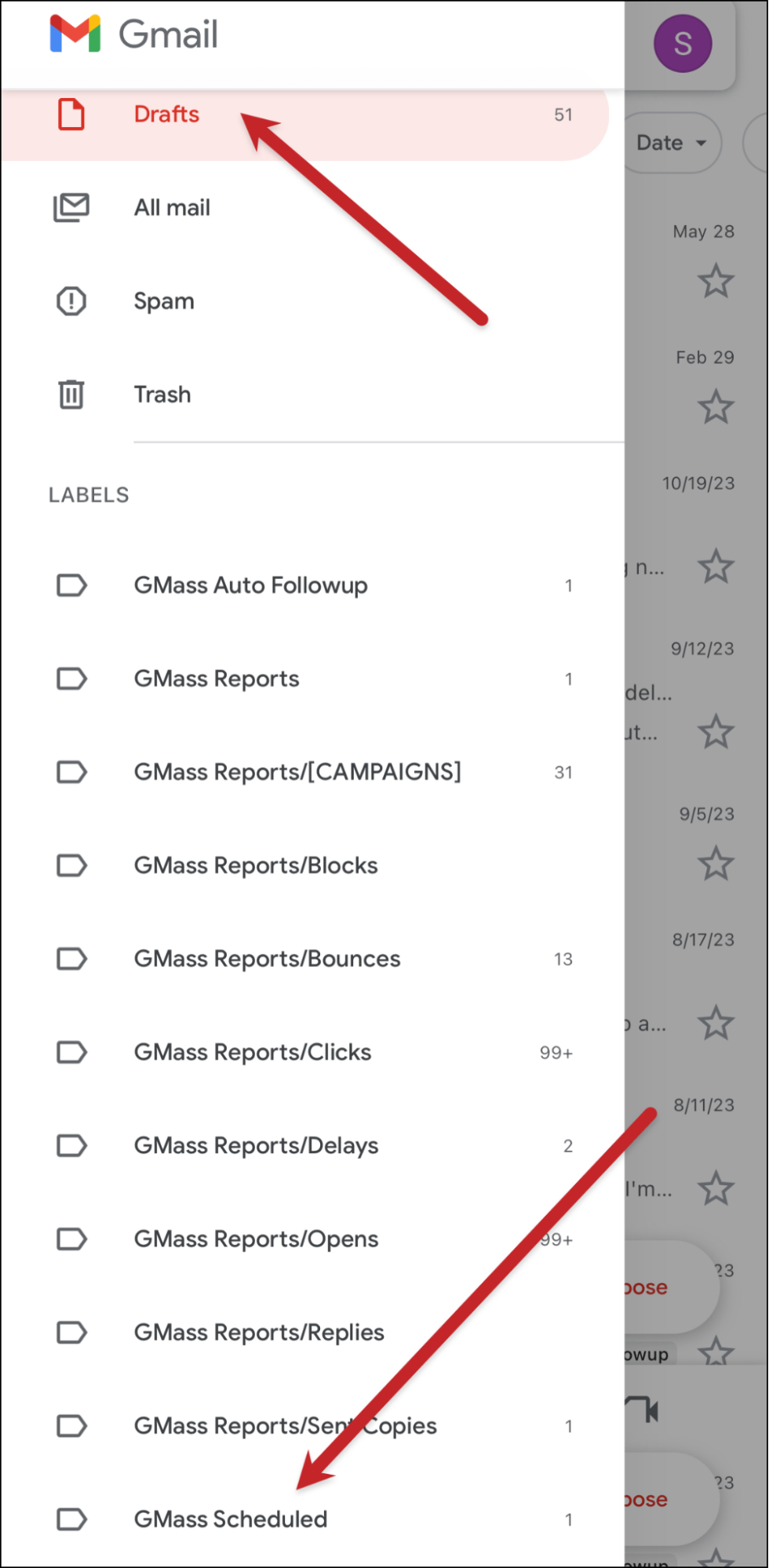 Finding the draft in Gmail