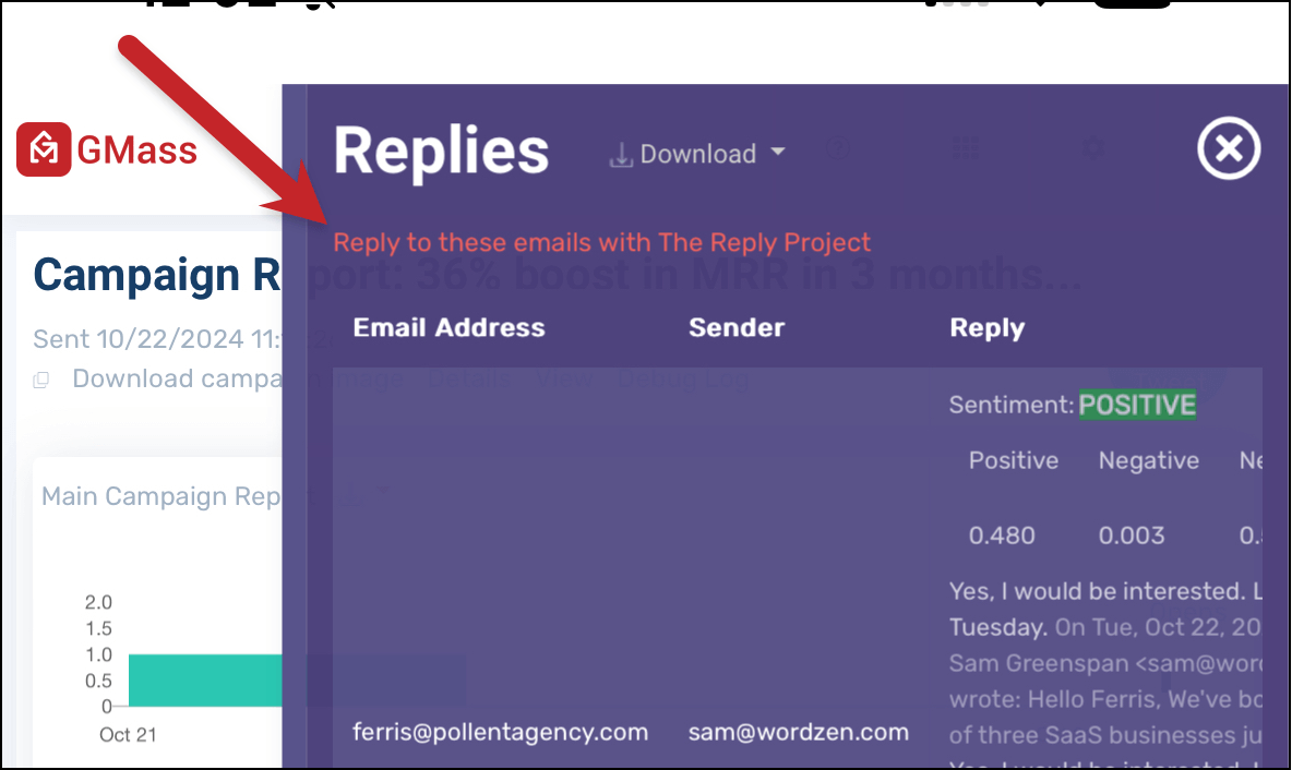 Tap through to the Reply Project