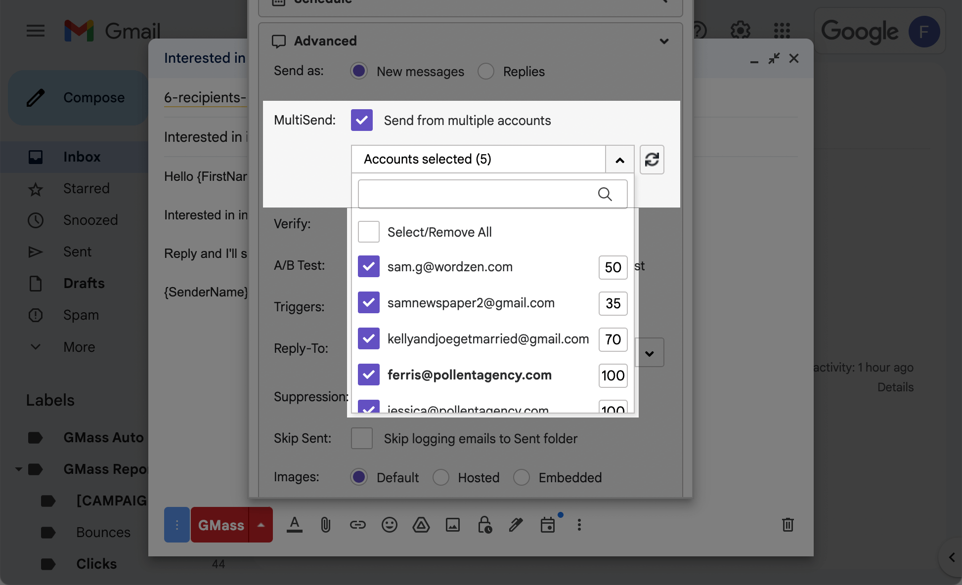 Inbox rotation in GMass