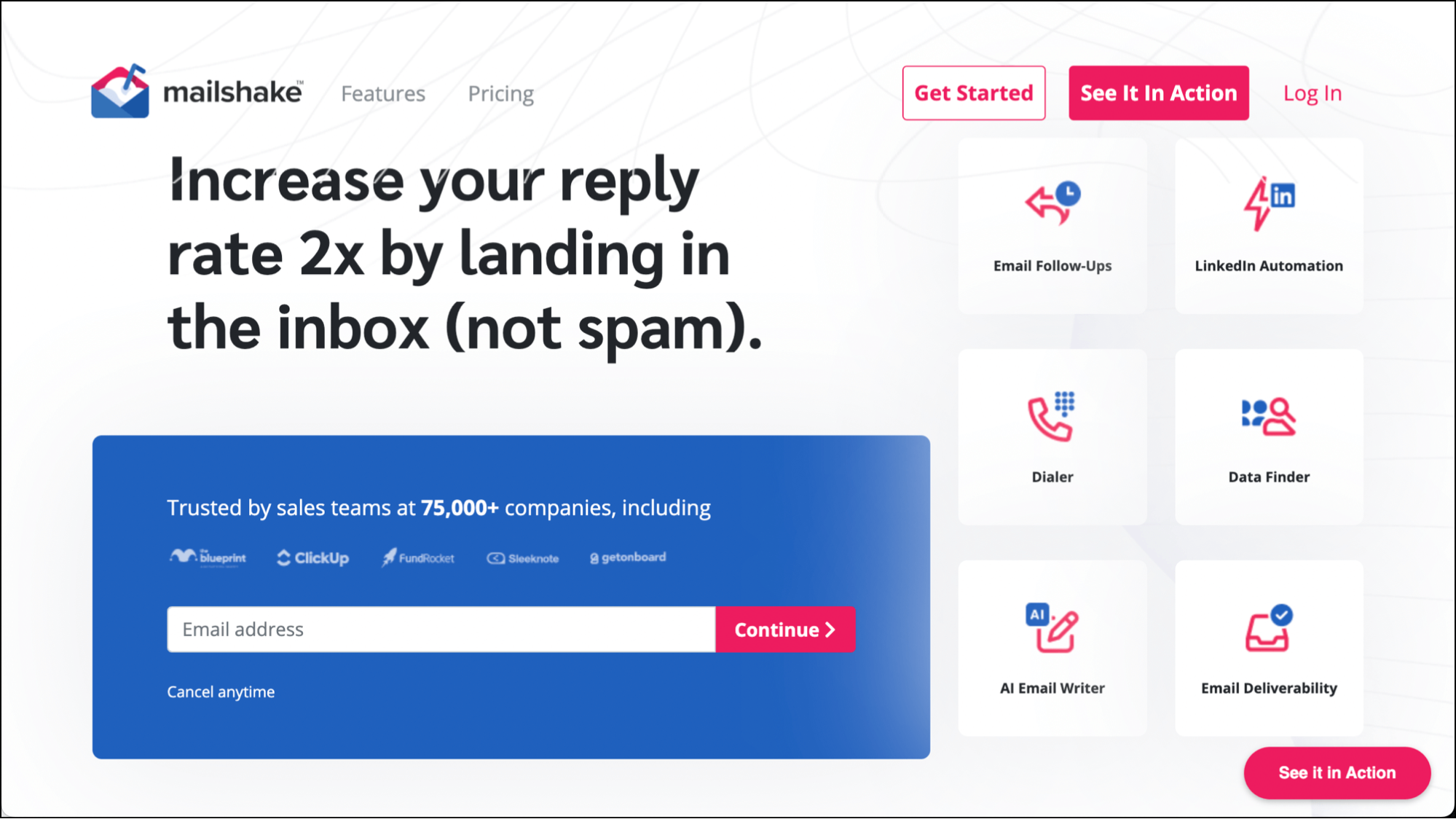 Mailshake homepage