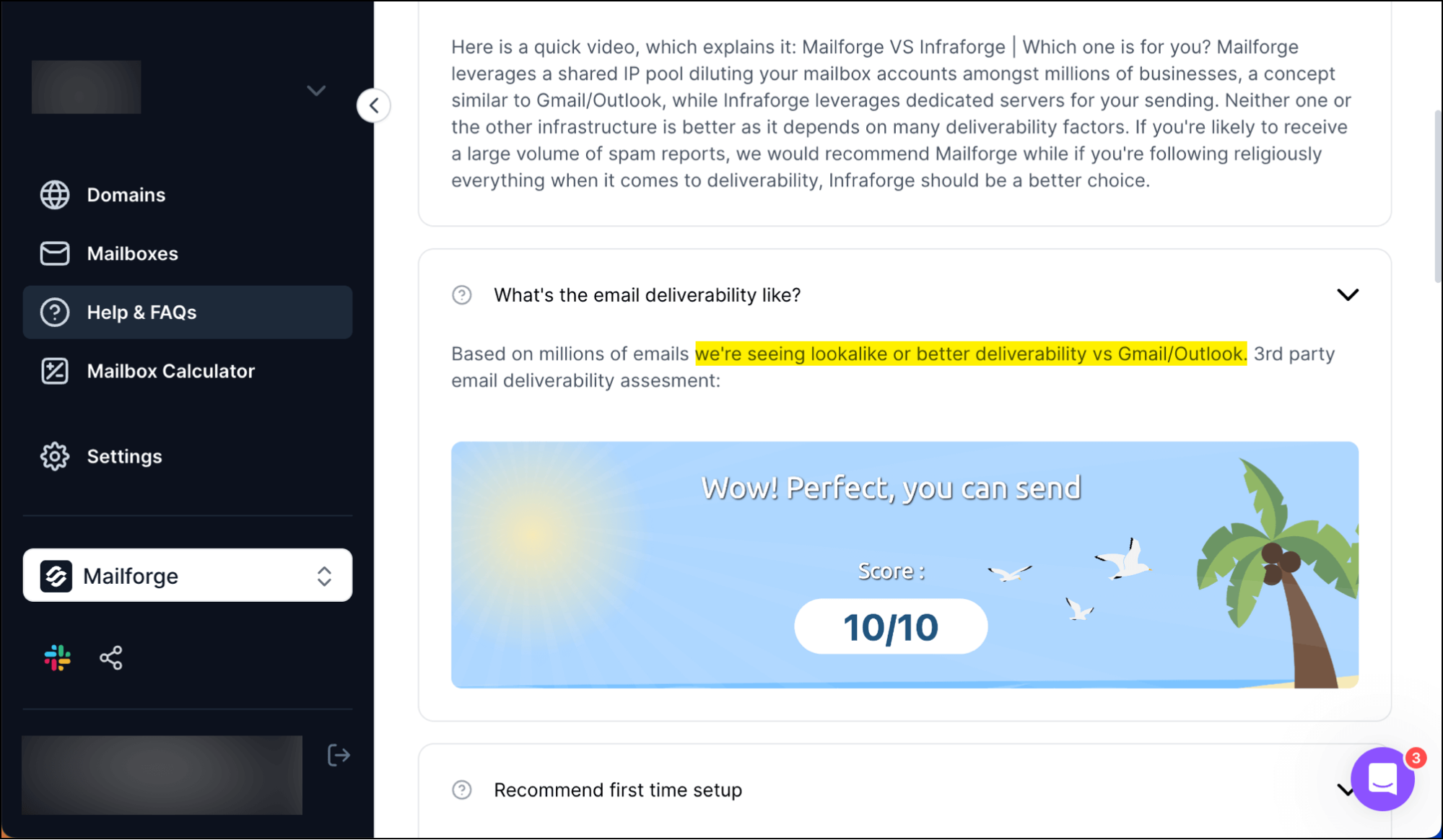 Mailforge's deliverability claims