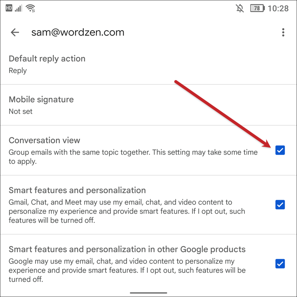 On Android, uncheck the box