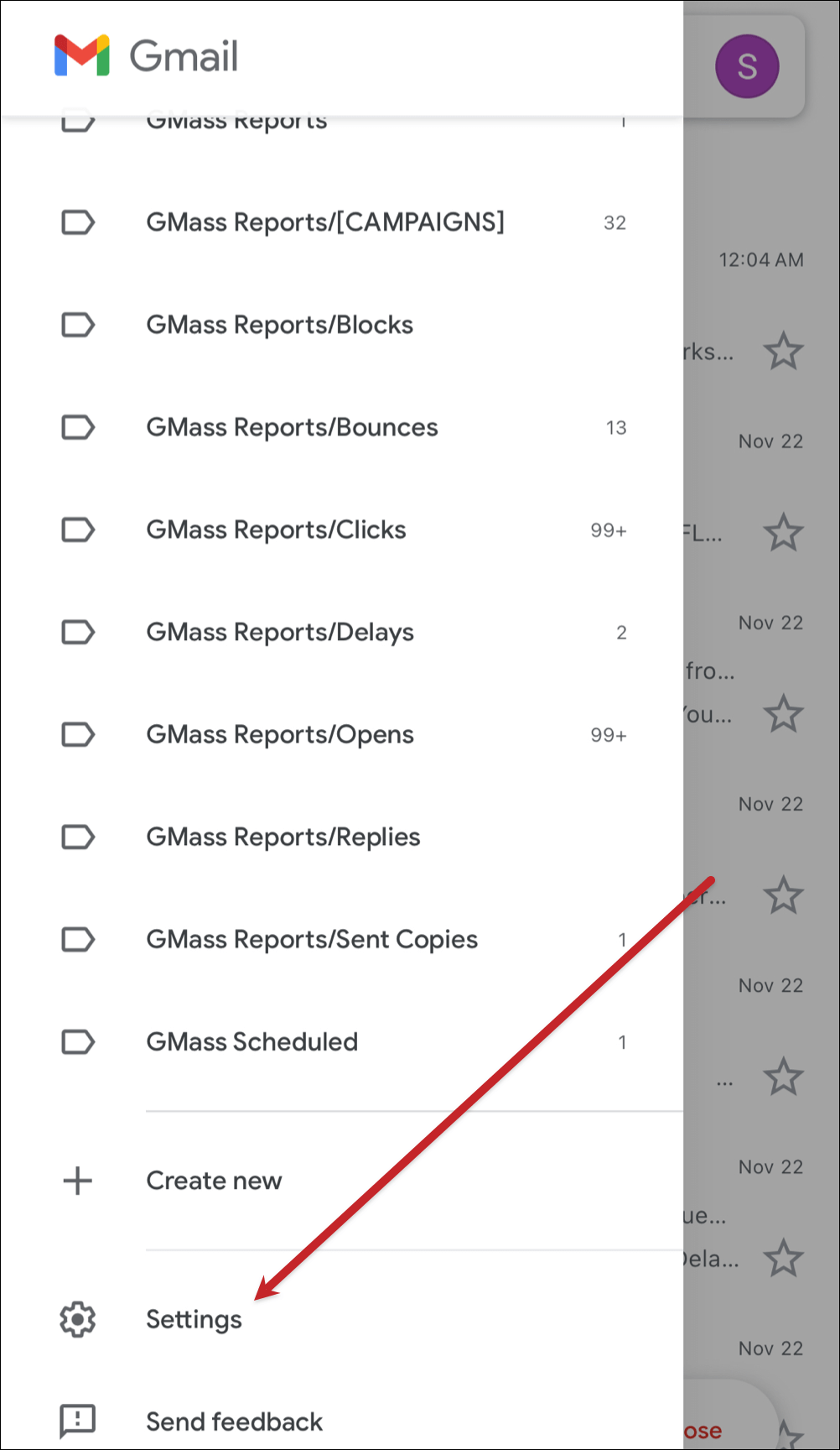 Settings in that menu