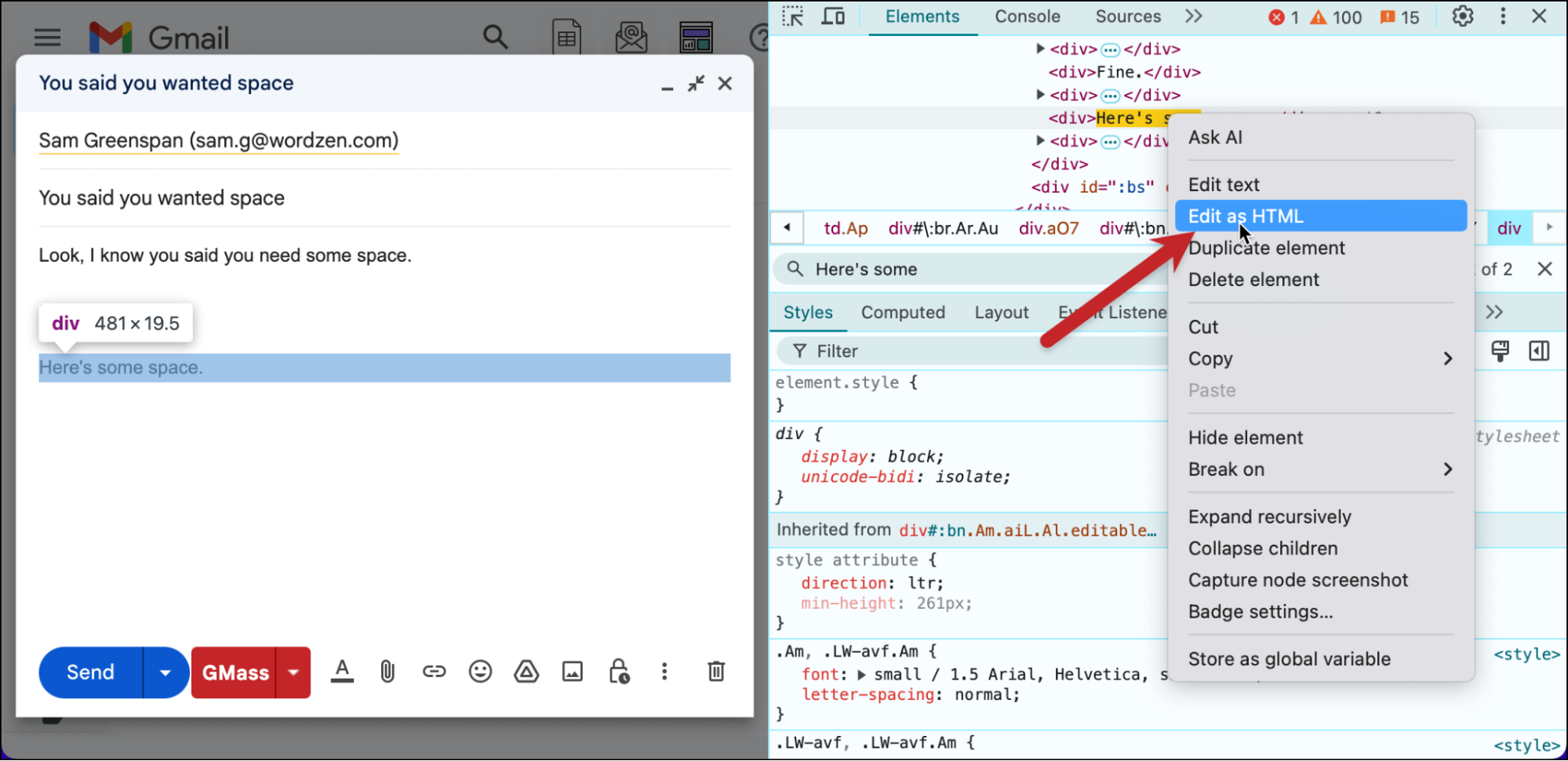 Editing as HTML