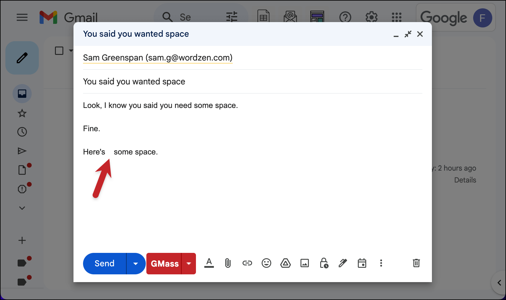 HTML space added to Gmail the easy way