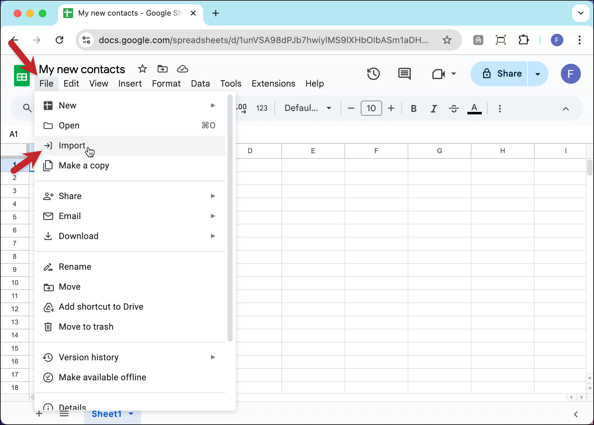Import your CSV mail merge file