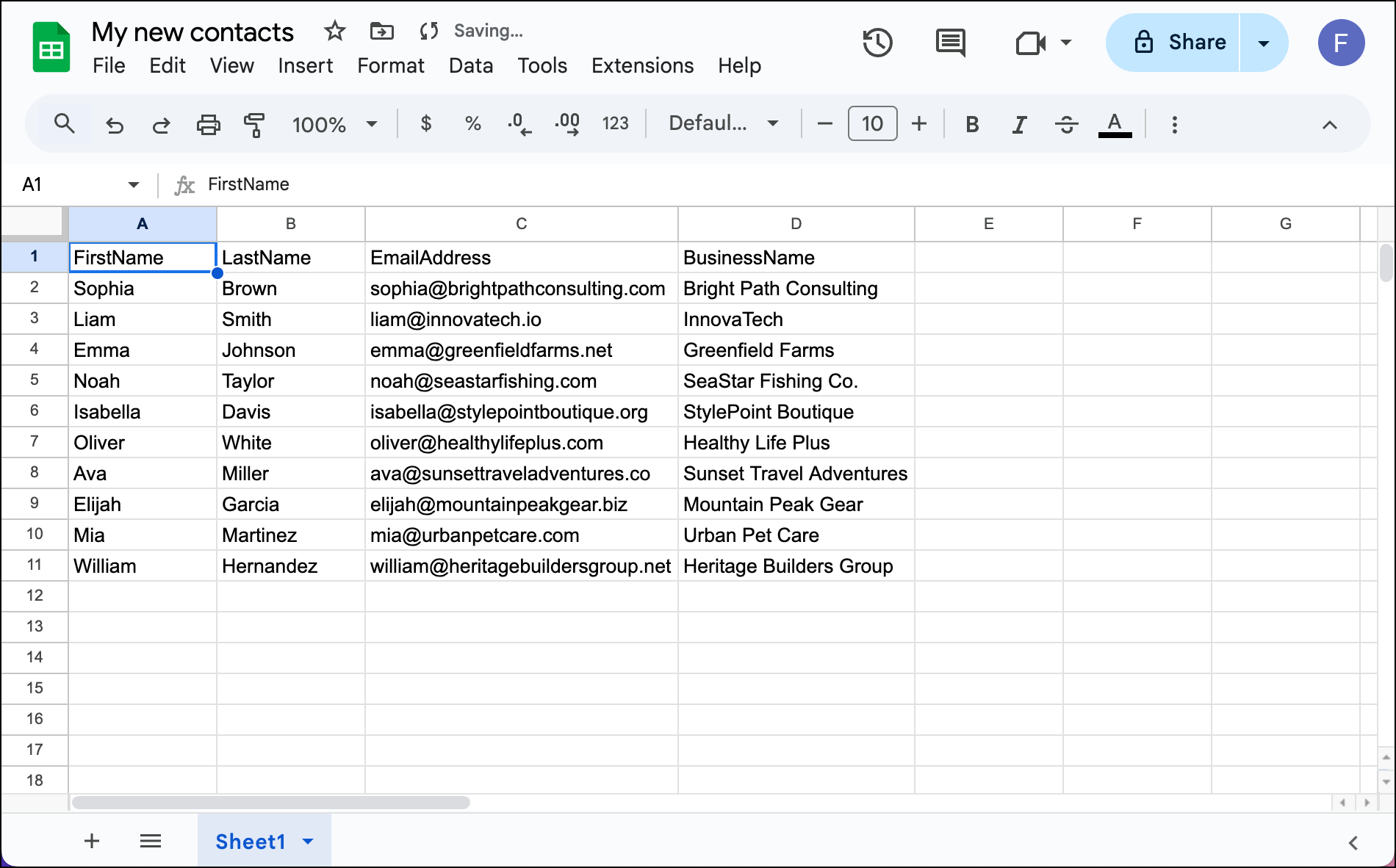 Your data is now in Google Sheets