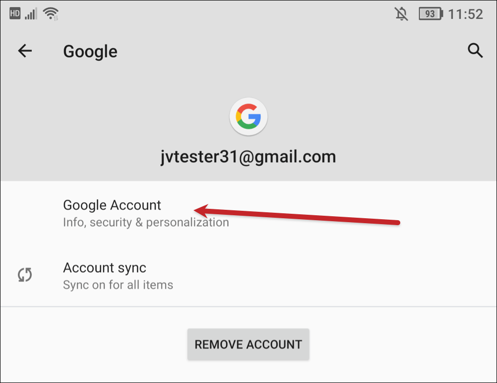 Tap on your Google Account