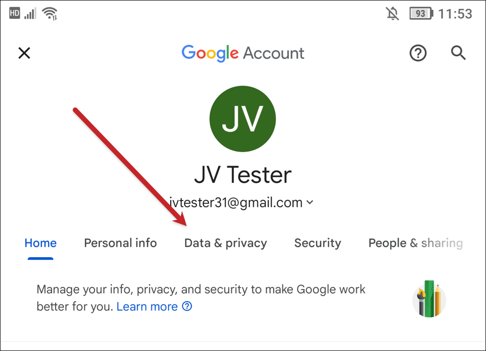 Tap on Data & privacy