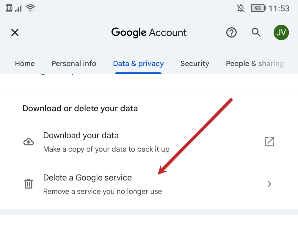 Choose to Delete a Google service
