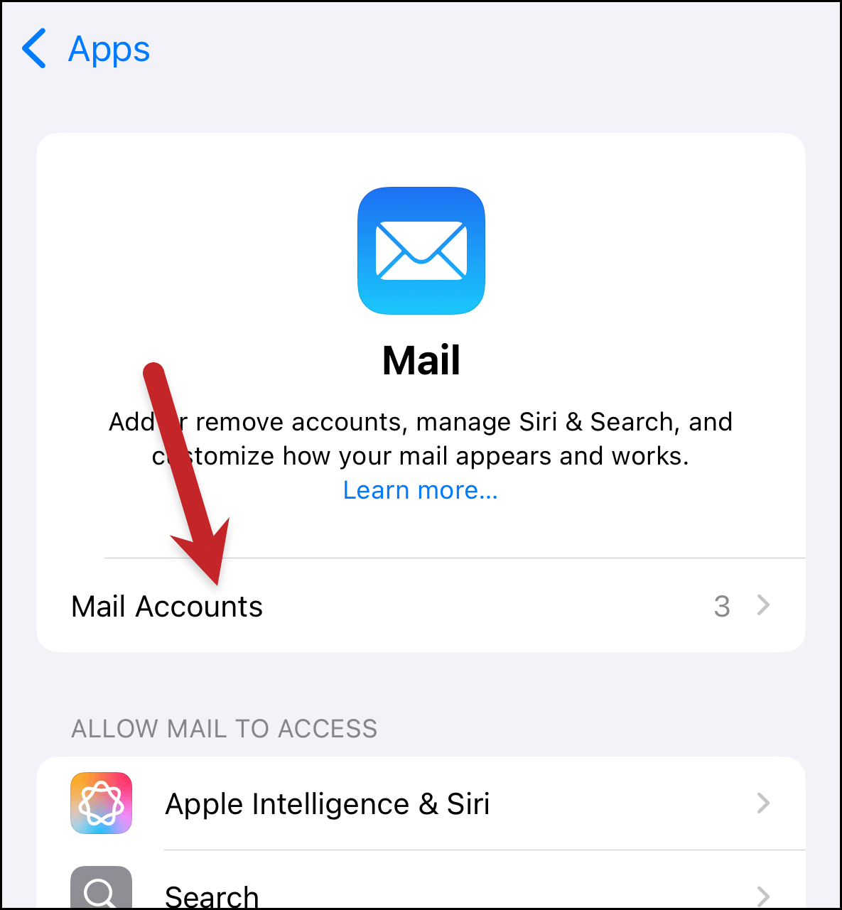 Tap on Mail accounts