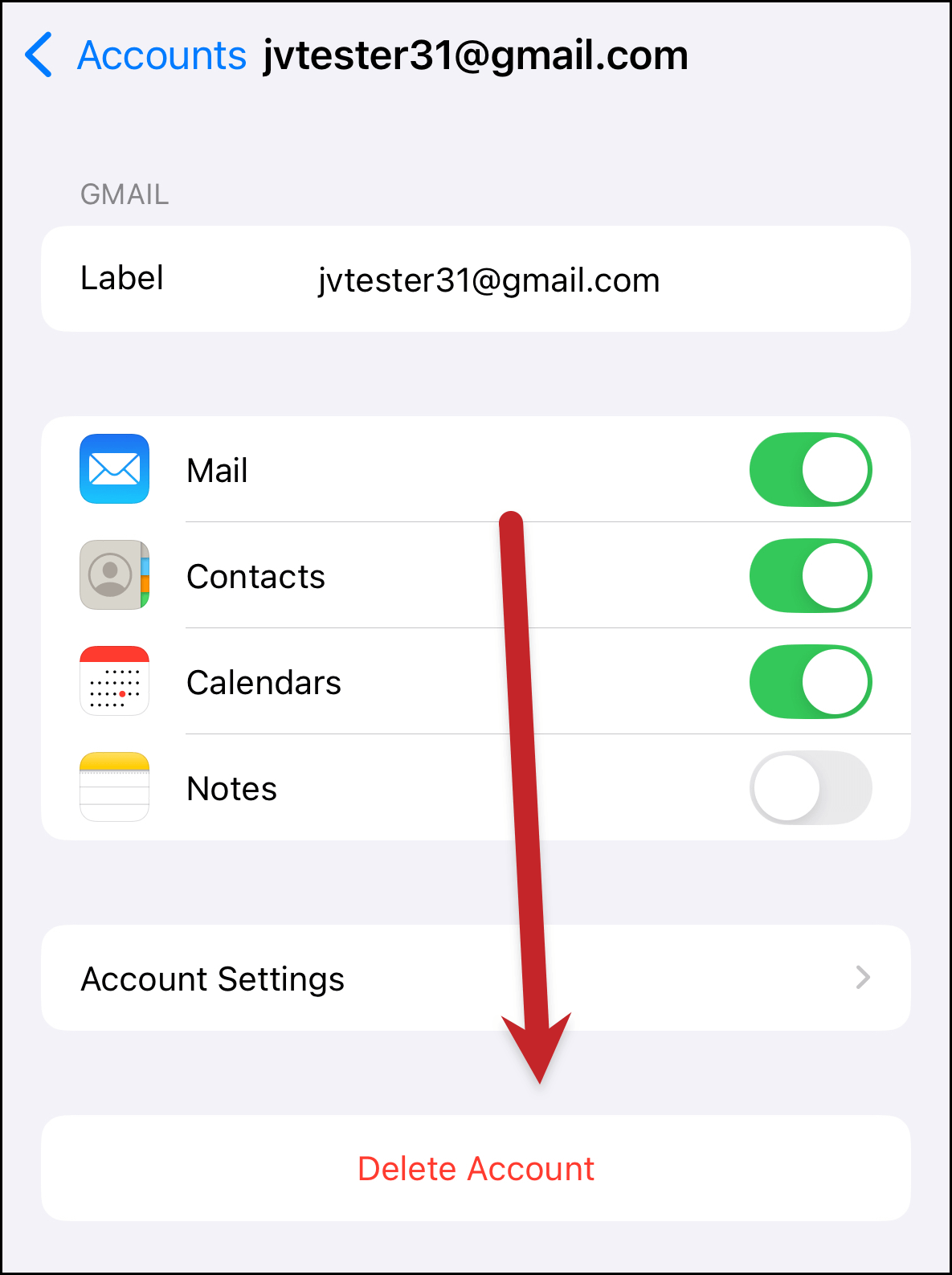 Tap on Delete account