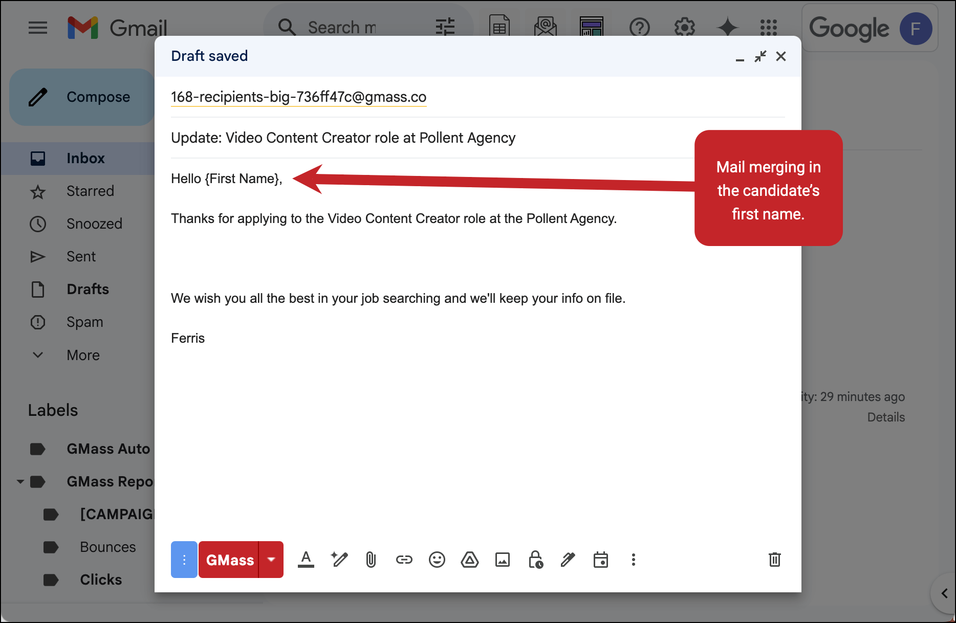Create your candidate rejection email template