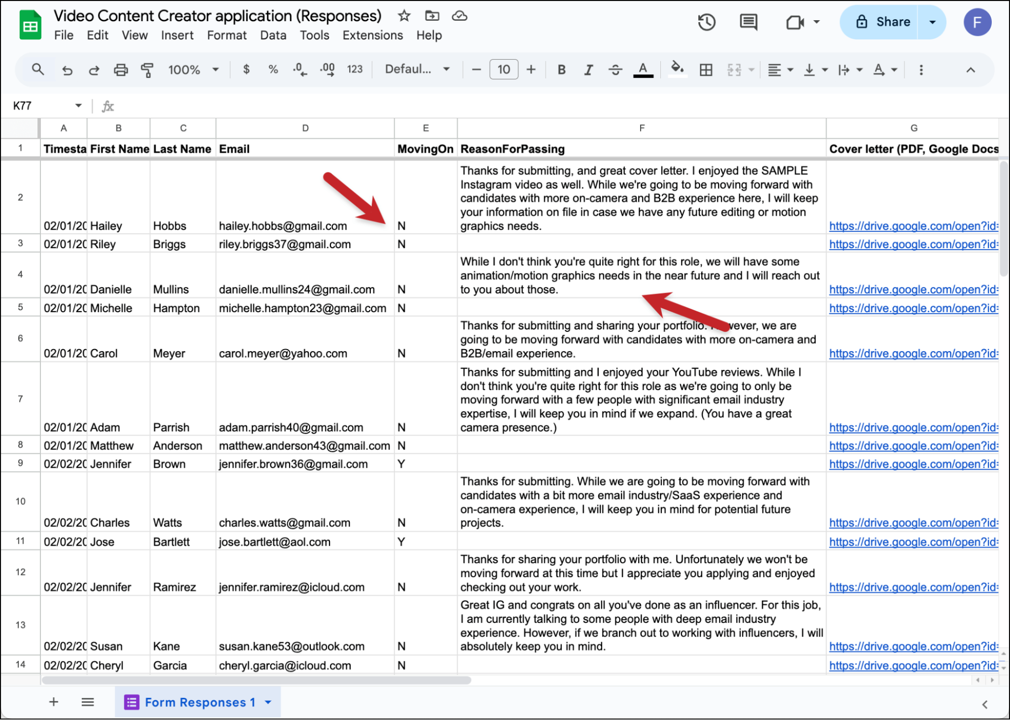 What to add to your sheet as you go through applications