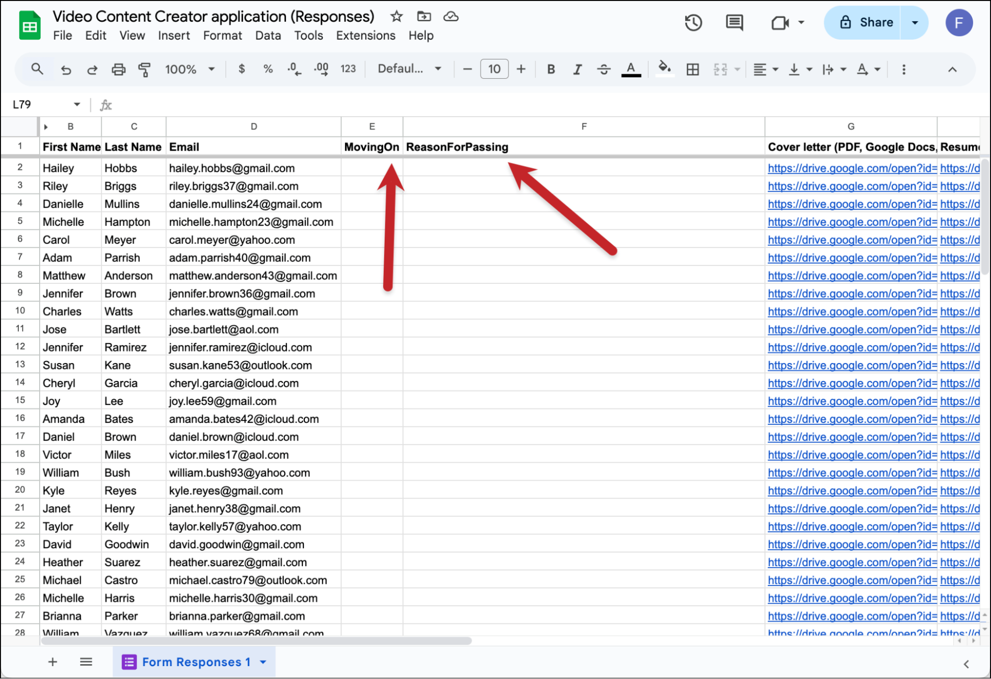 Add two columns to the Google Sheet