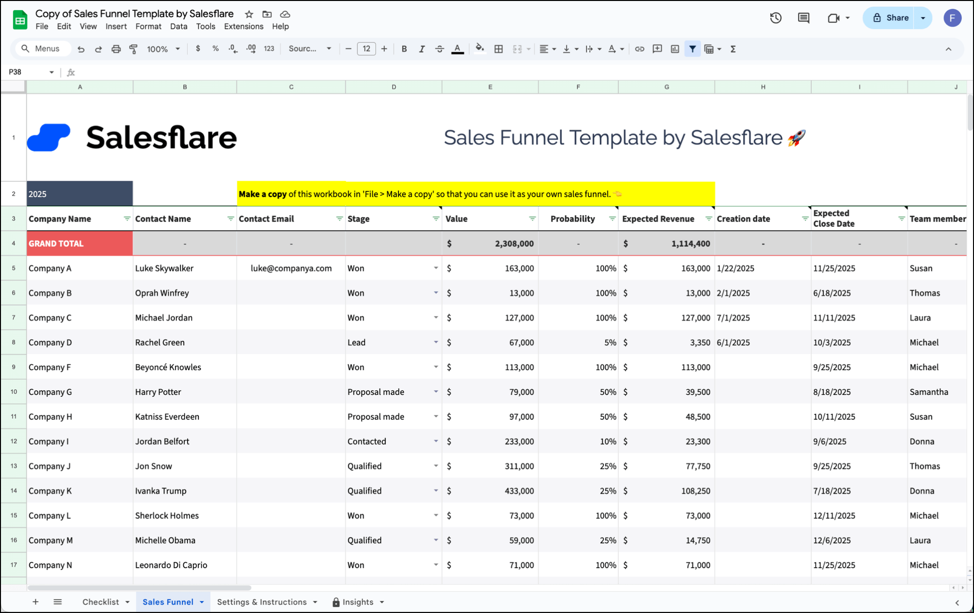 Salesflare's template