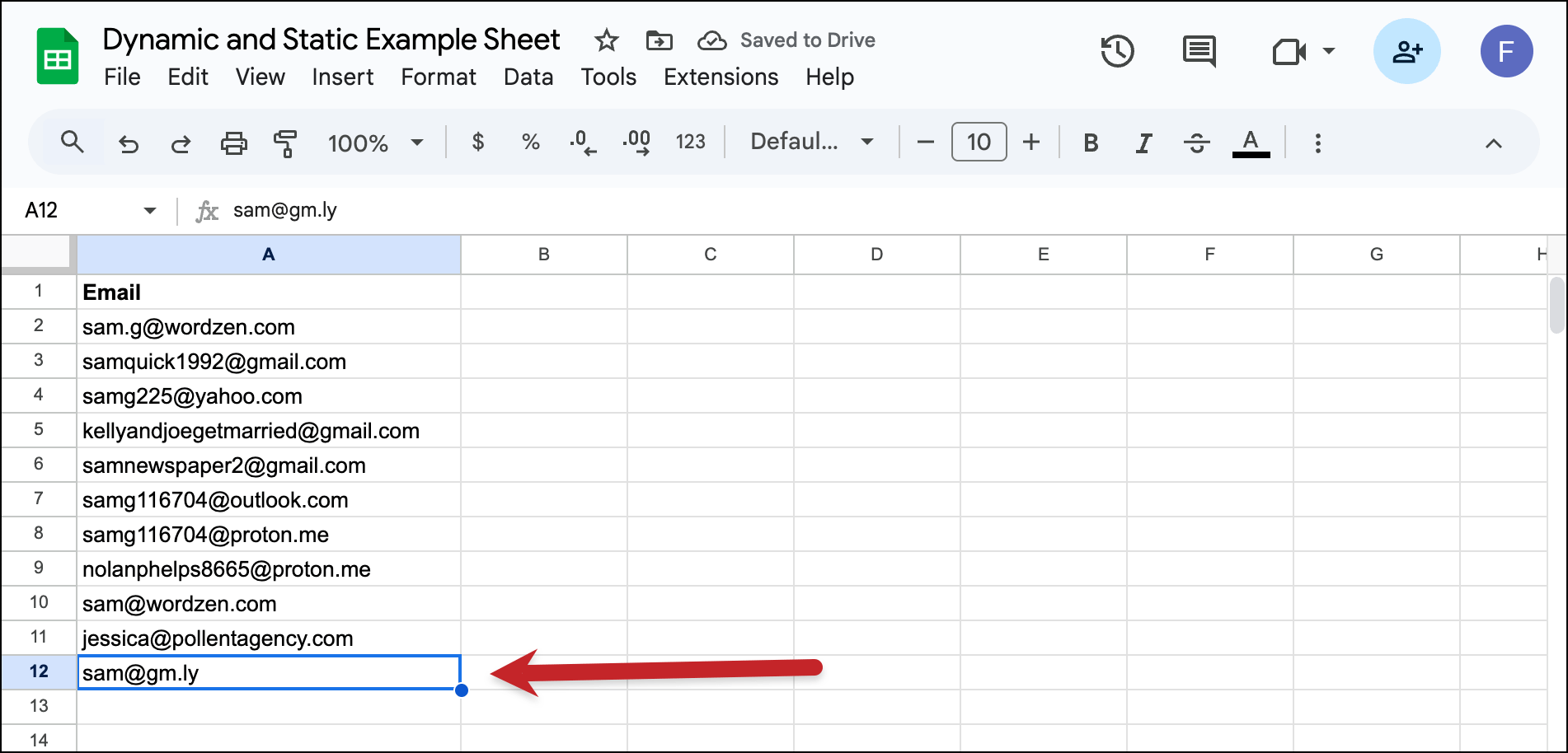 Adding an email to the sheet