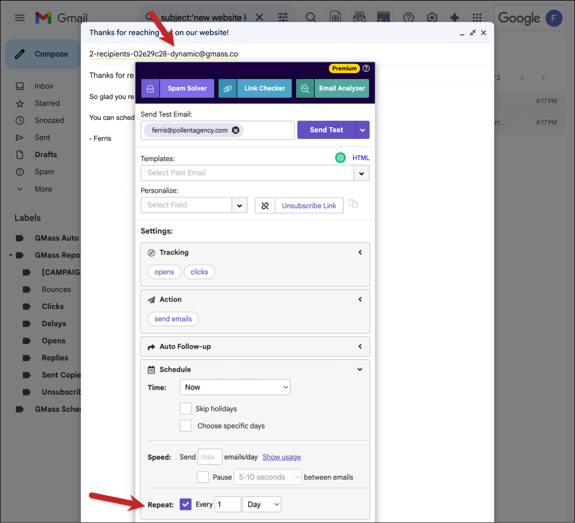 Making my search built list dynamic and setting it to recur