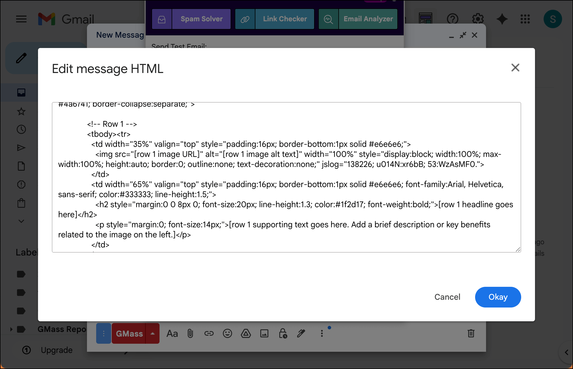 You can edit the HTML here