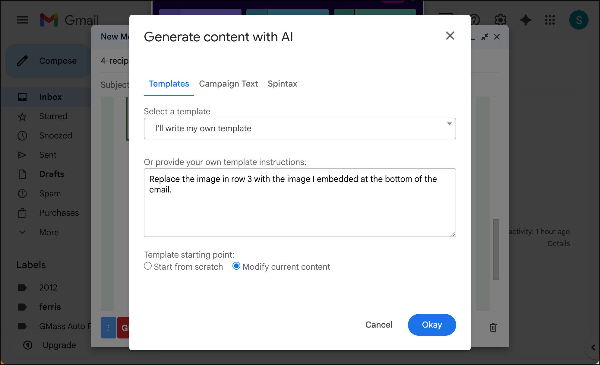 Prompting the AI to use that image