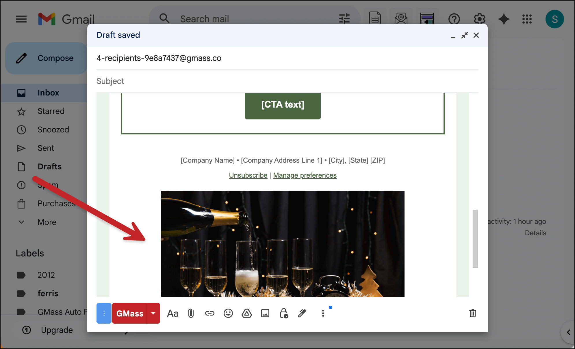 I put my image at the bottom of the email