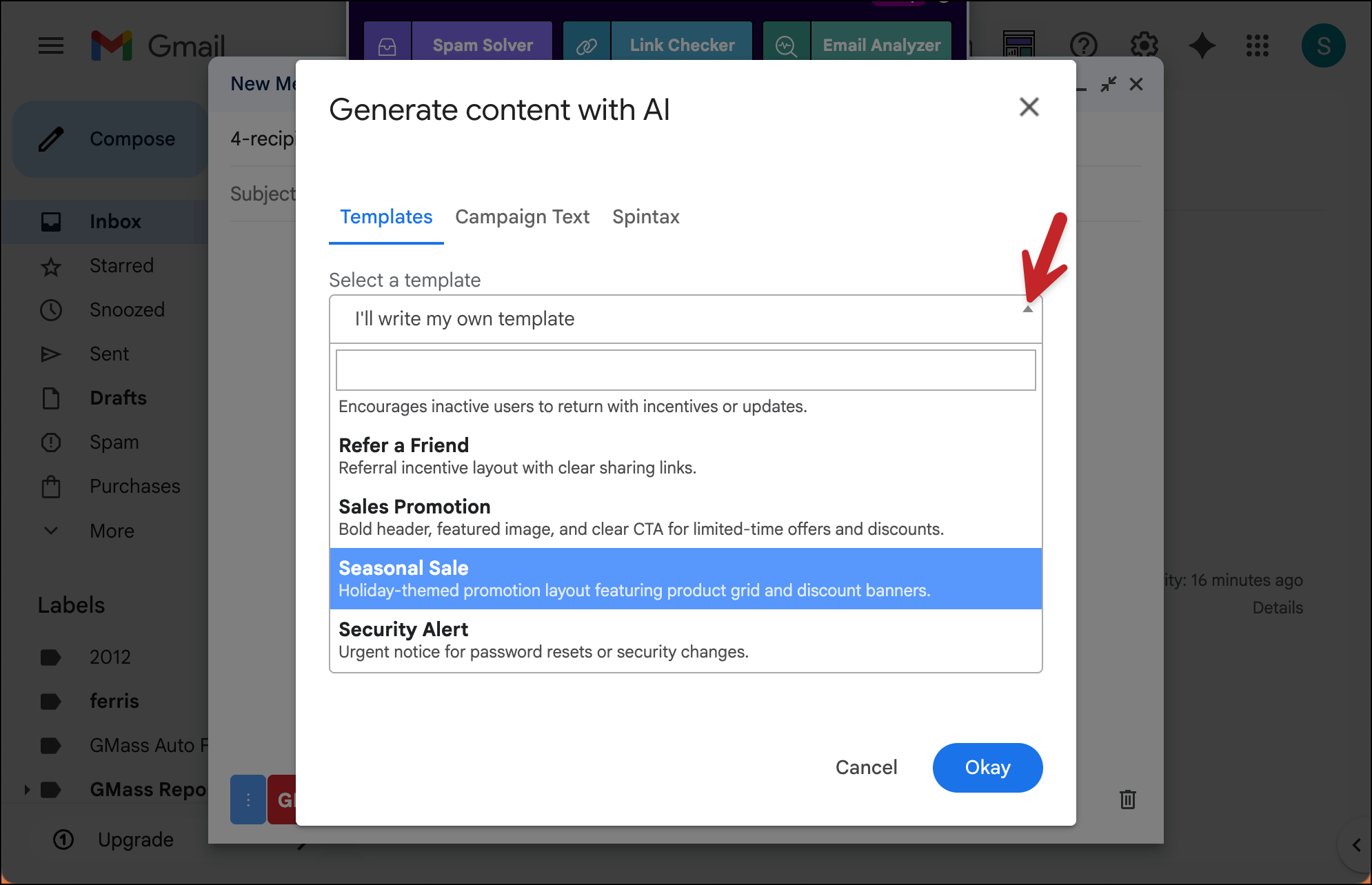 Choose from a pre-created template