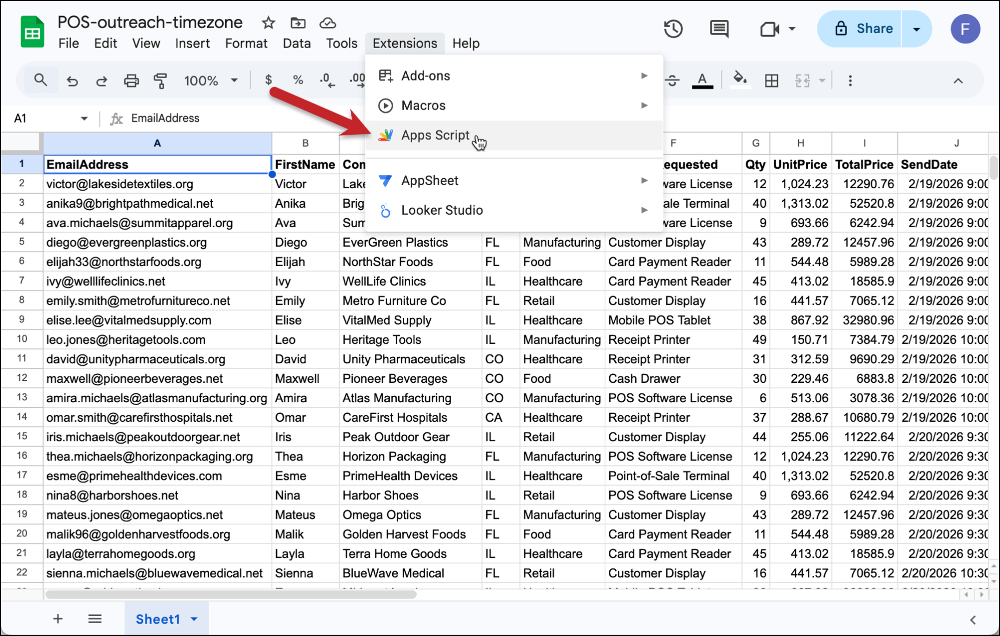 Go to Apps Script in the Extensions menu