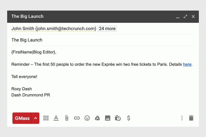 PR mass email from Gmail