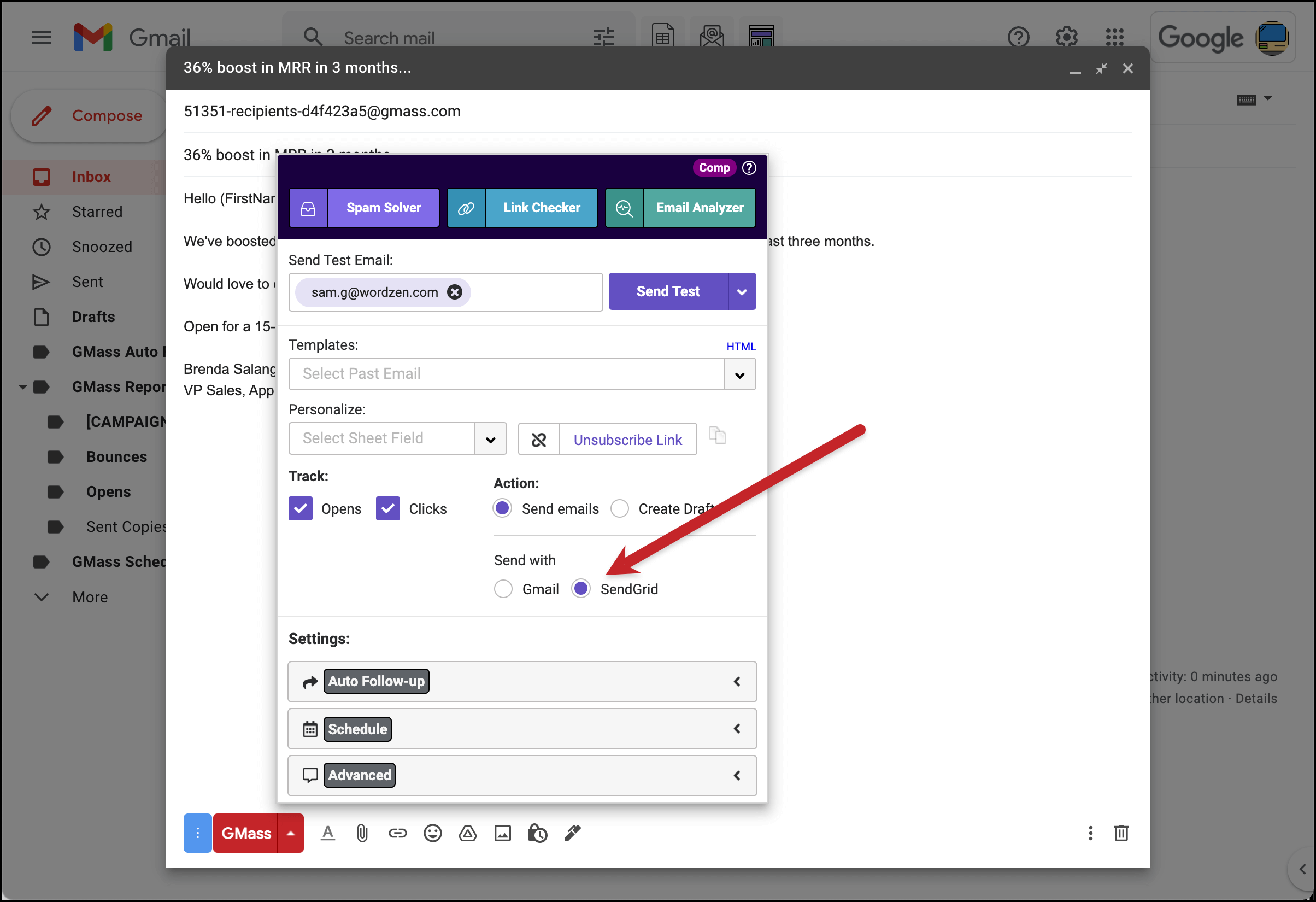 A third-party SMTP server can break through Gmail's sending limits.