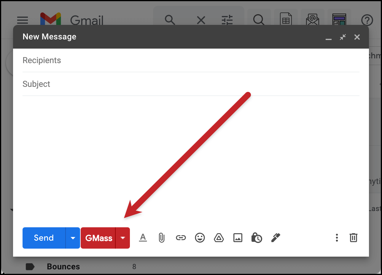 The GMass button now appears in Gmail.